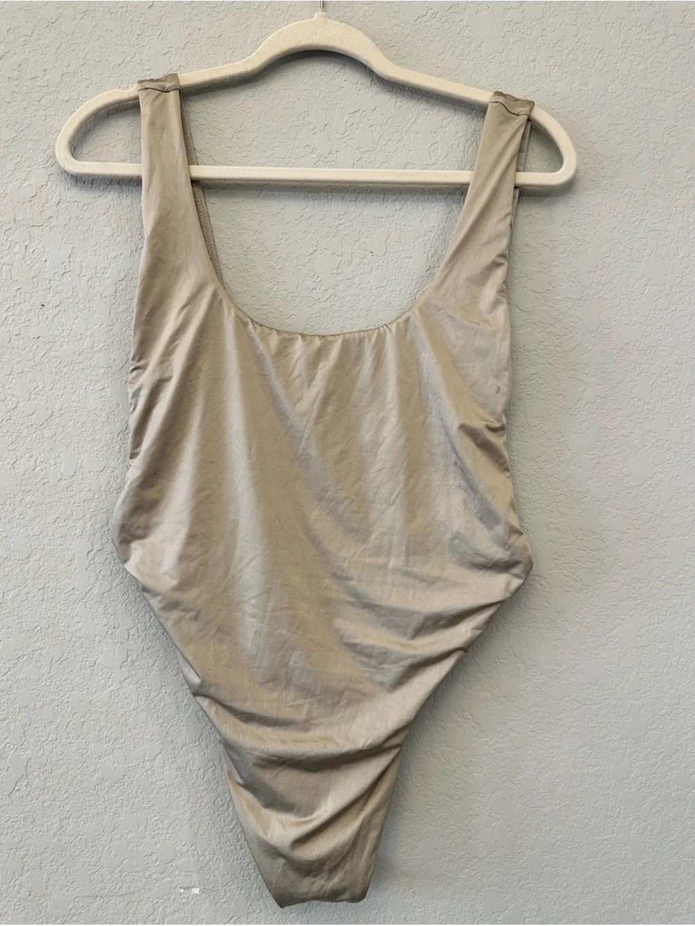 Aerie Classic Scoop Neck one piece swimsuit in Taupe New without tags M